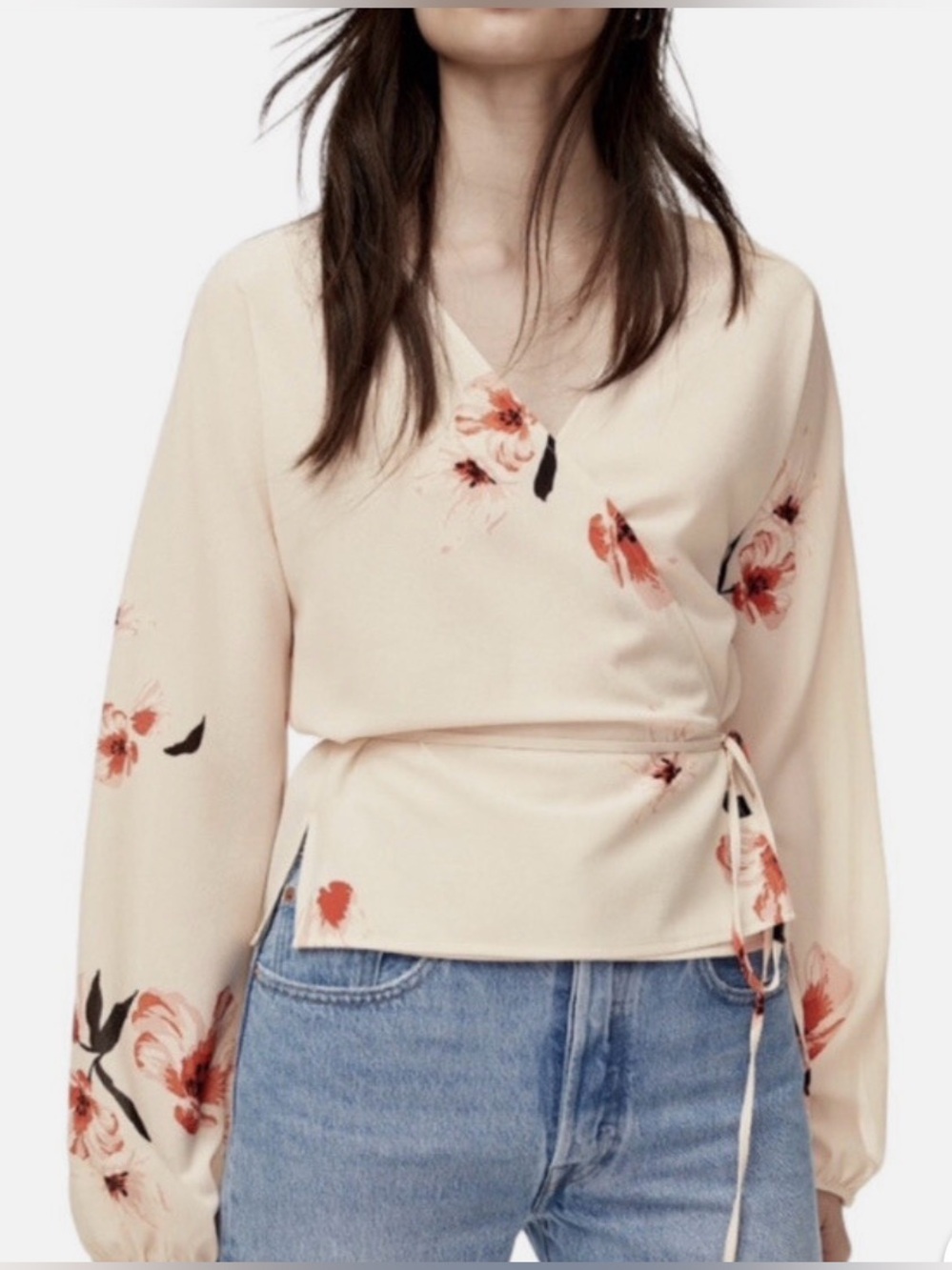 Wilfred Tia Floral Tie-Front Blouse Size Small